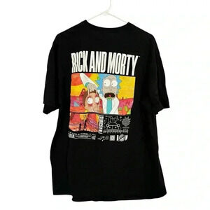 Rick And Morty Shirt Men XXL Black Cotton Crew Short Sleeve Adult Scientist